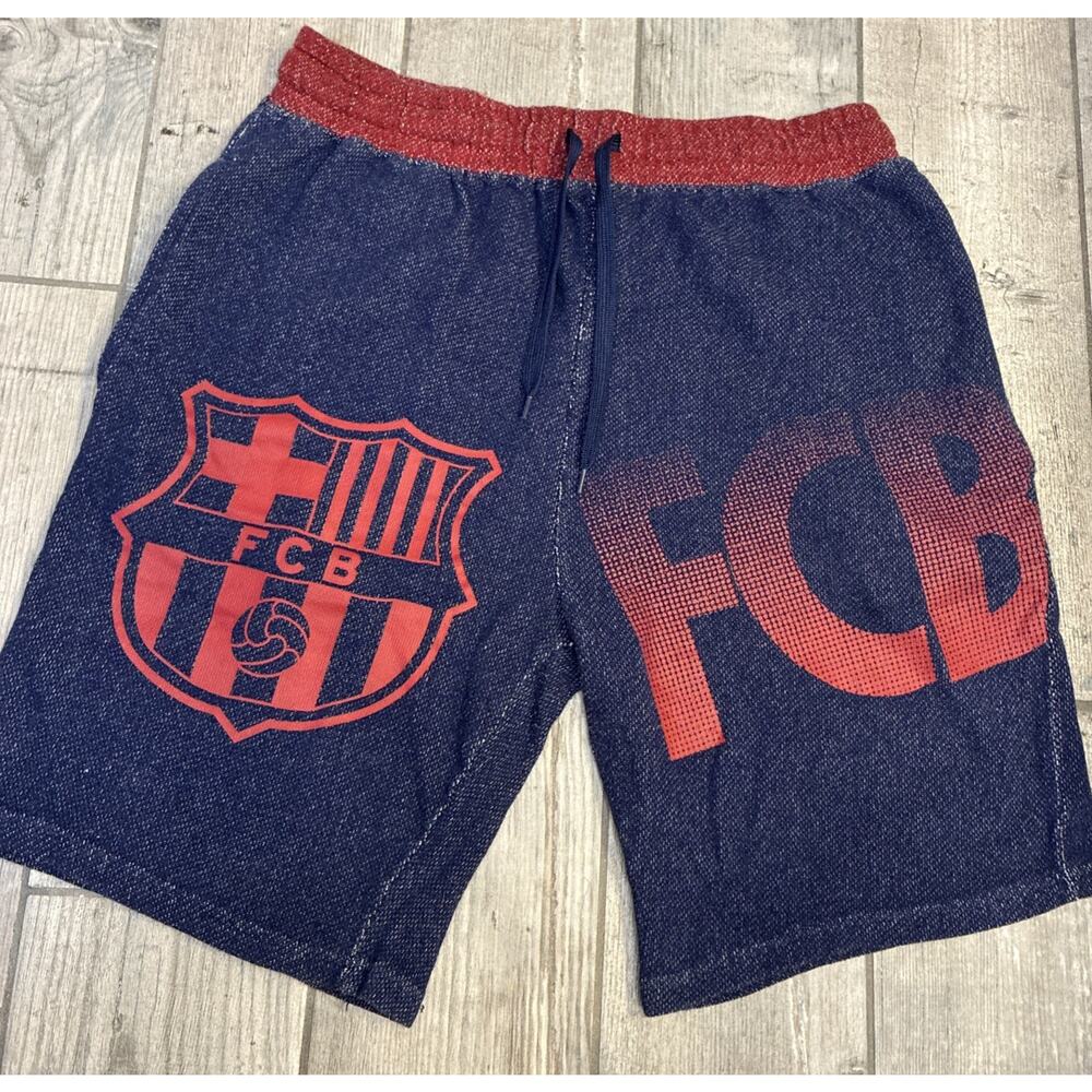 FCB Barcelona Football Soccer Mens Sweat Shorts Jersey Athletic Large